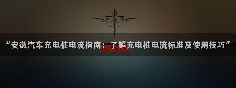 威廉希尔地区：“安徽汽车充电桩电流指南：了解充电桩电流标准及使用技巧”